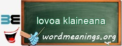 WordMeaning blackboard for lovoa klaineana